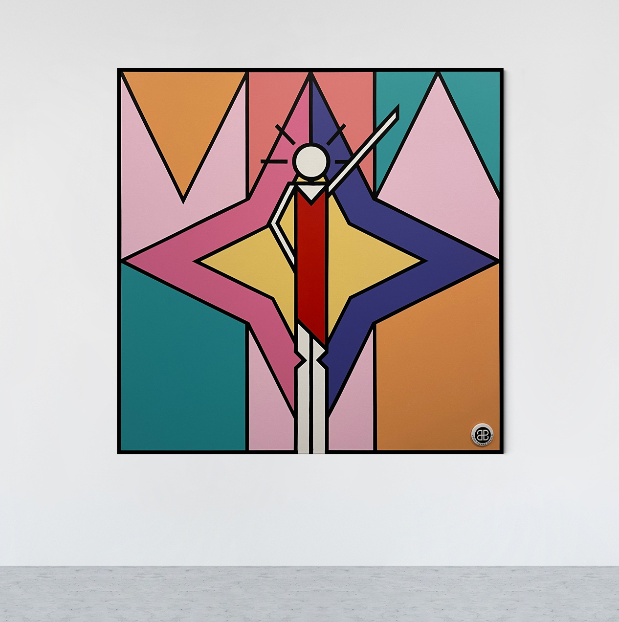 Three mock up posters in empty white loft room