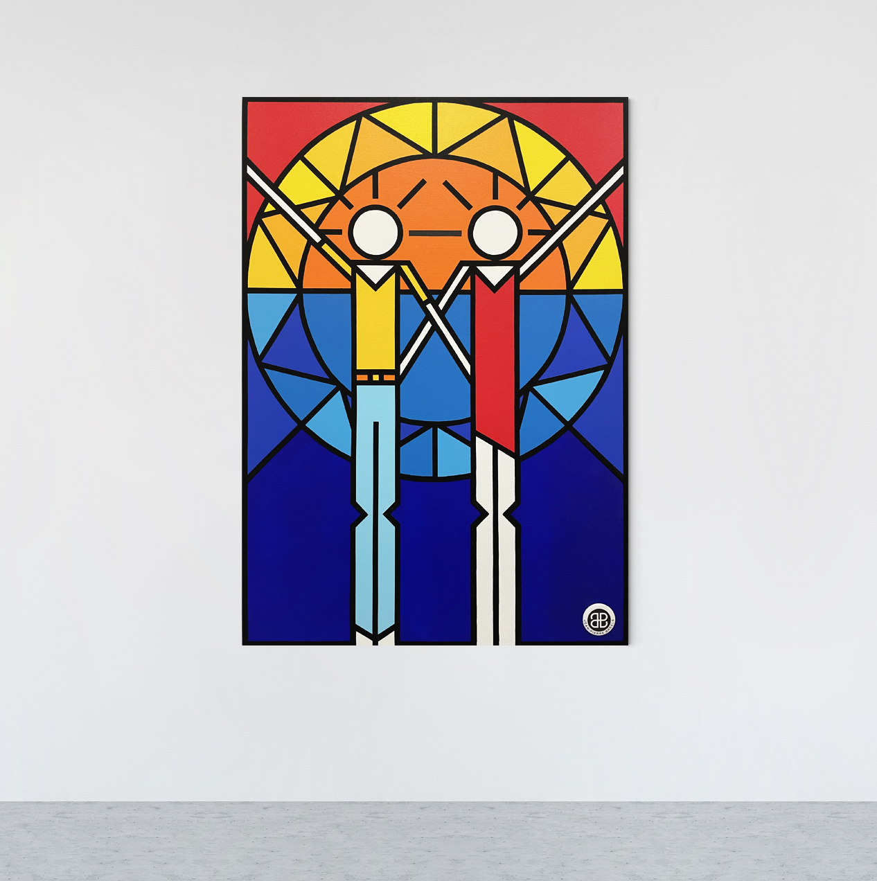 Three mock up posters in empty white loft room
